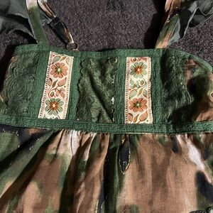 Green and Brown Women's Top